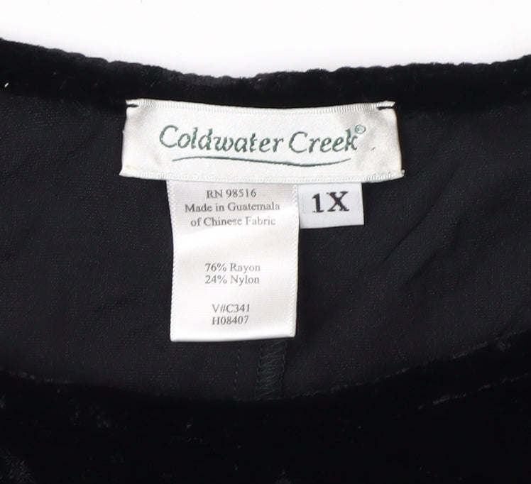 Coldwater Creek Women Black Velvet Sleeveless Tank Top 18 Plus