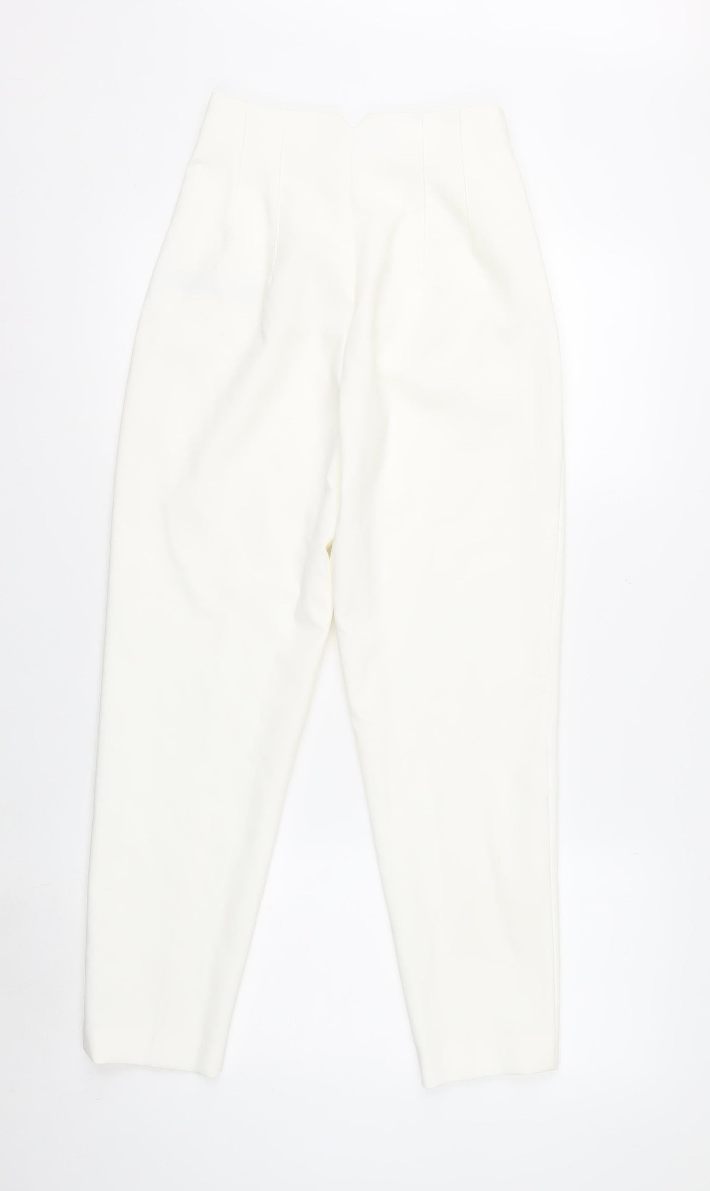 Zara Women Ivory High Rise Slim Tapered Ankle Trousers XS