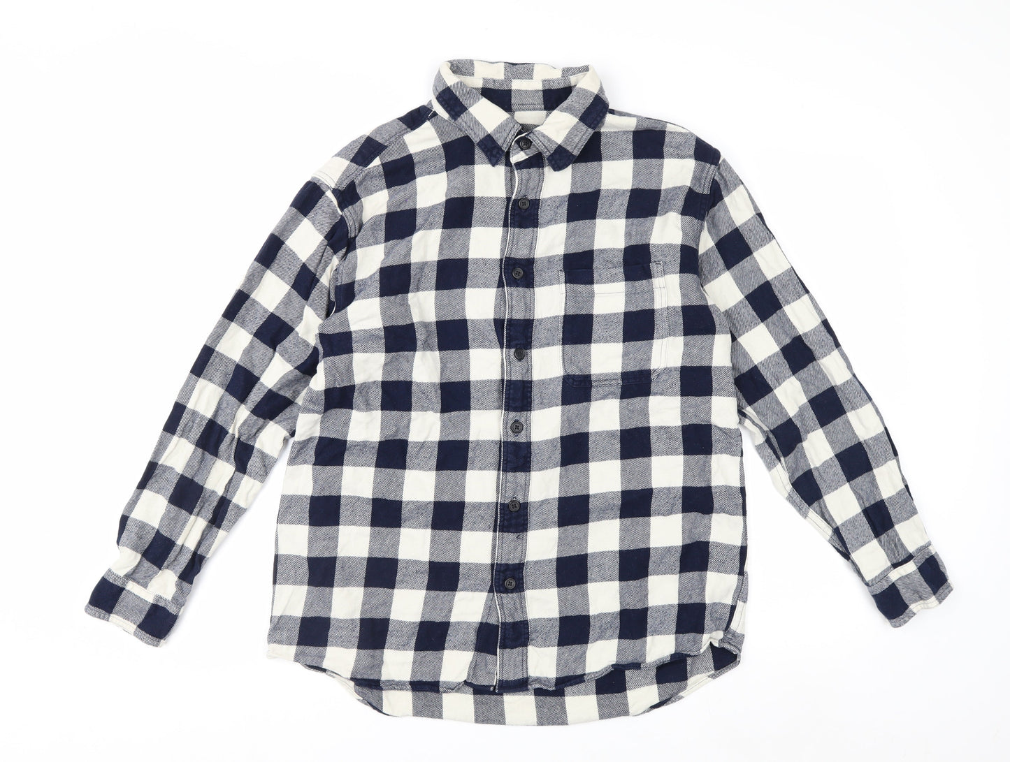 Uniqlo Men's Blue Check Flannel Button-Up Shirt Size L