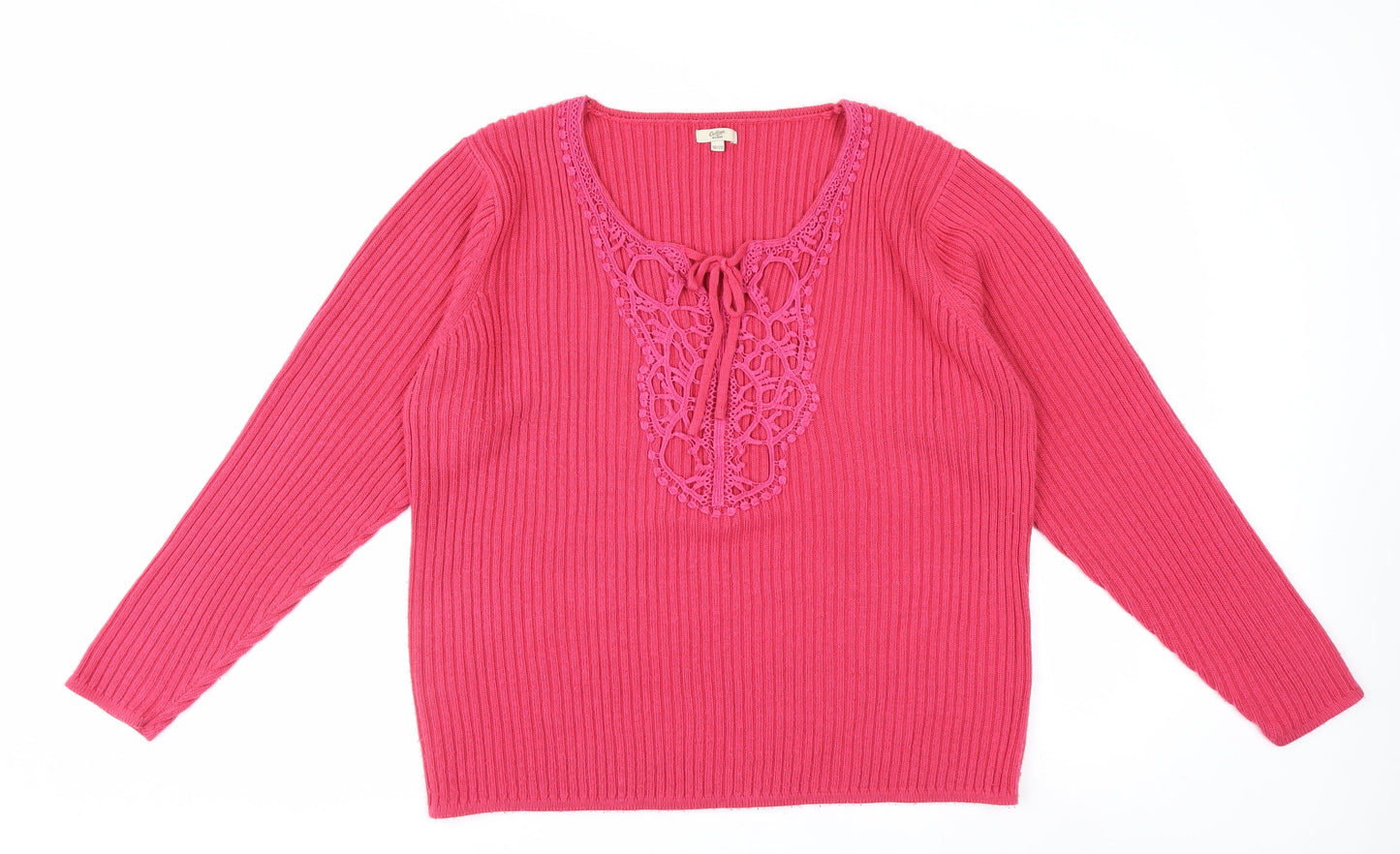 Cotton Traders Women’s Pink Knit Tunic Top Size 18/20 Long Sleeve Acrylic