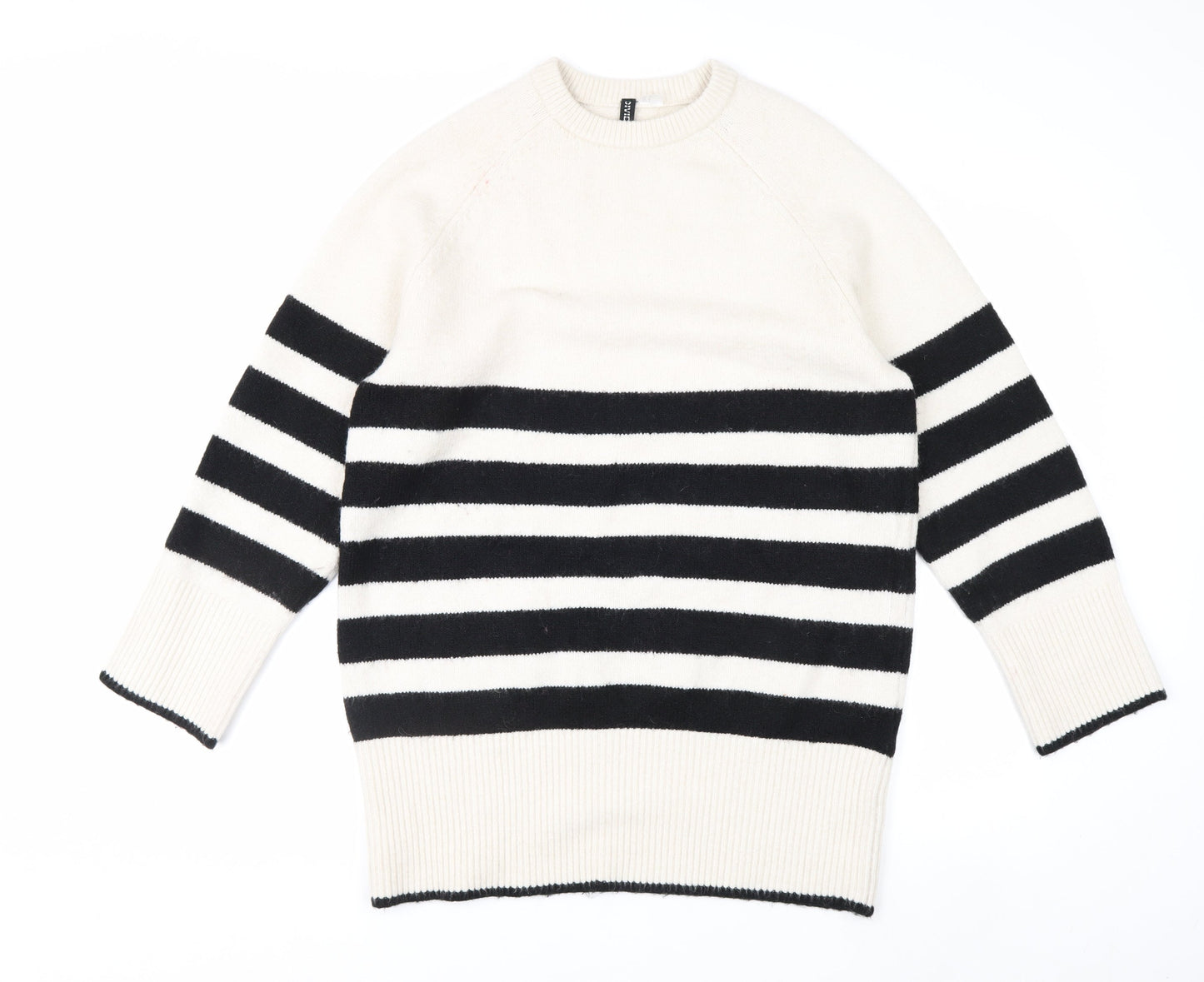H&M Divided Women's Black & White Striped Knit Jumper Size 8