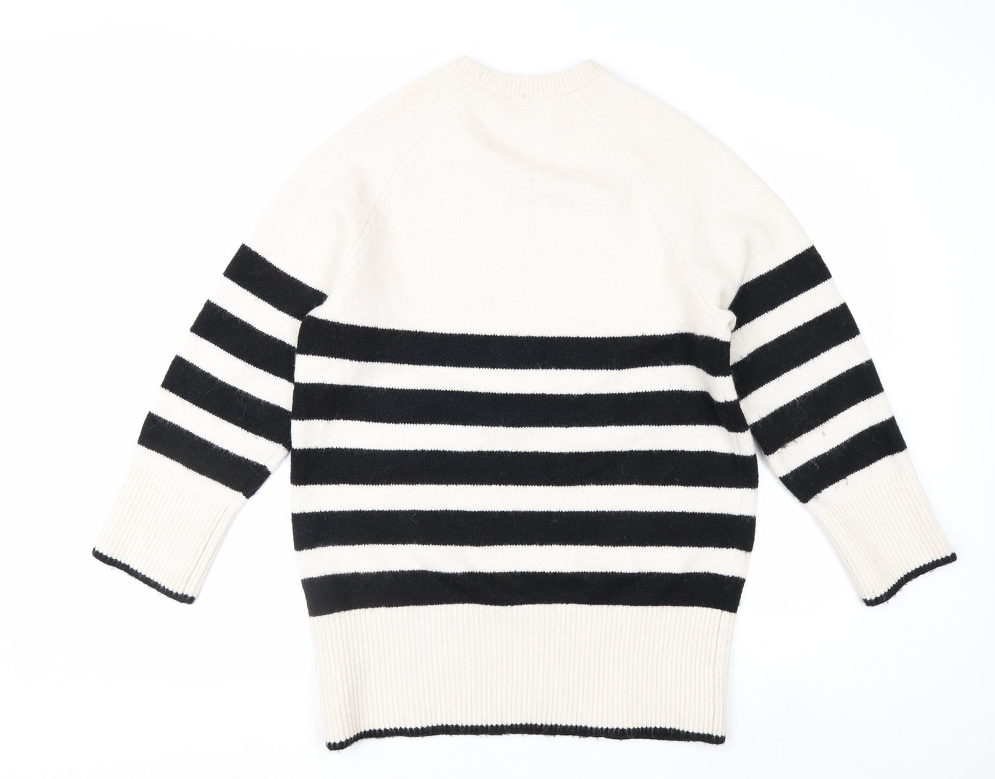 H&M Divided Women's Black & White Striped Knit Jumper Size 8