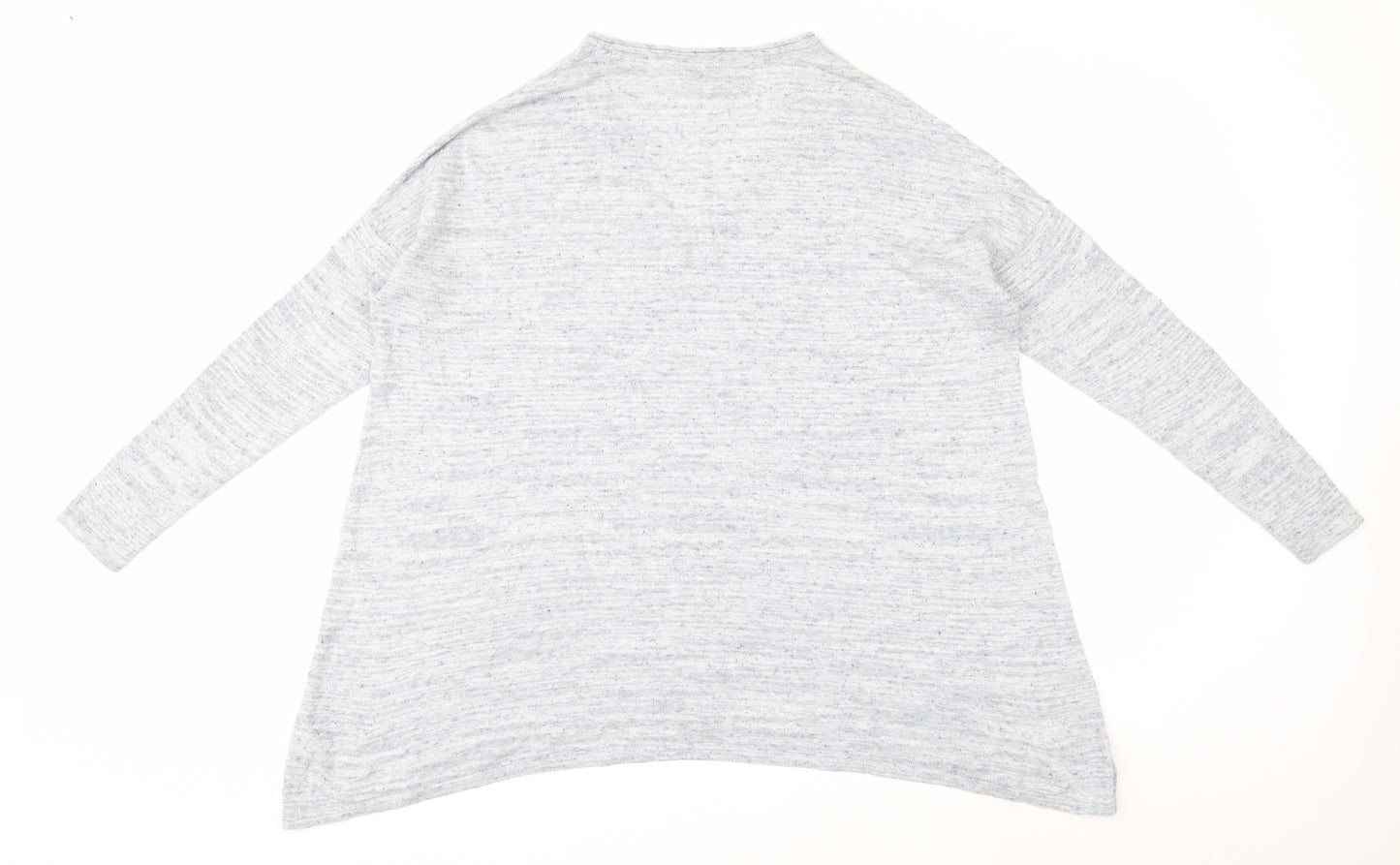 Fat Face Womens Blue V-Neck Cotton Linen Blend Relaxed Fit Jumper Size 14