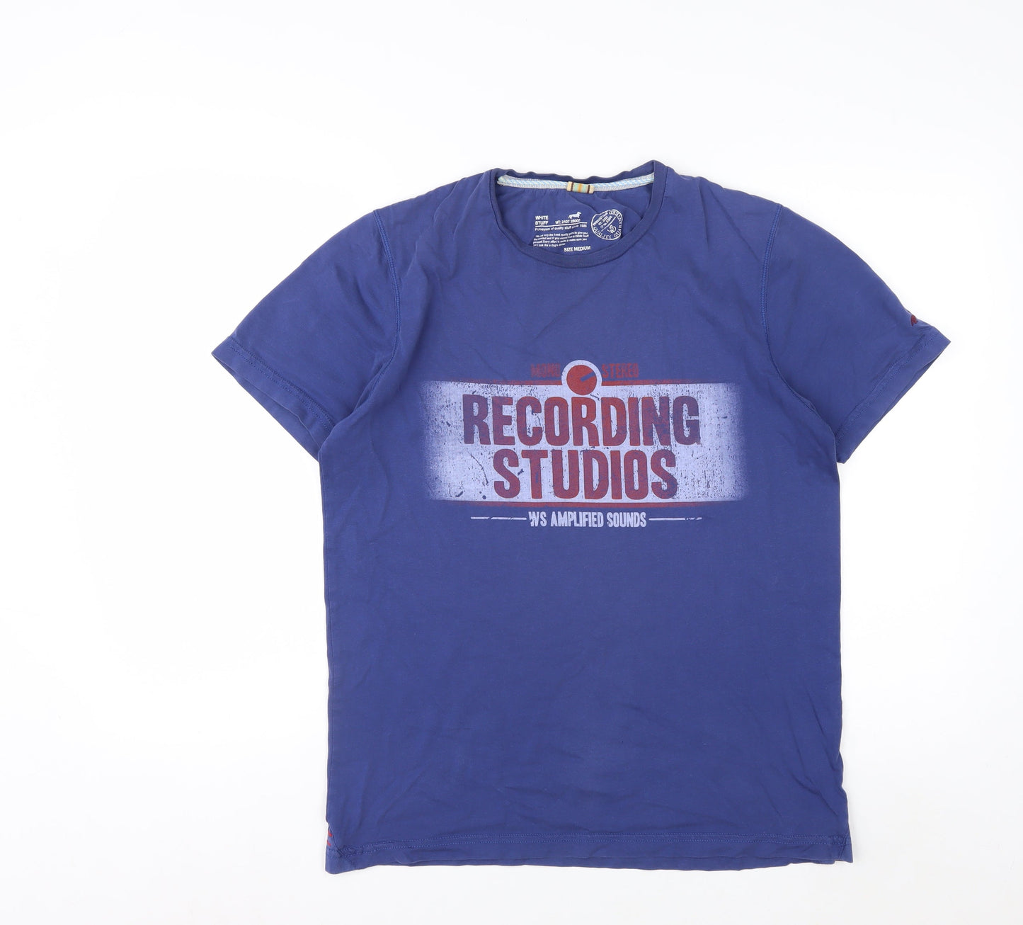 White Stuff Men's Blue Recording Studios Graphic T-Shirt Medium