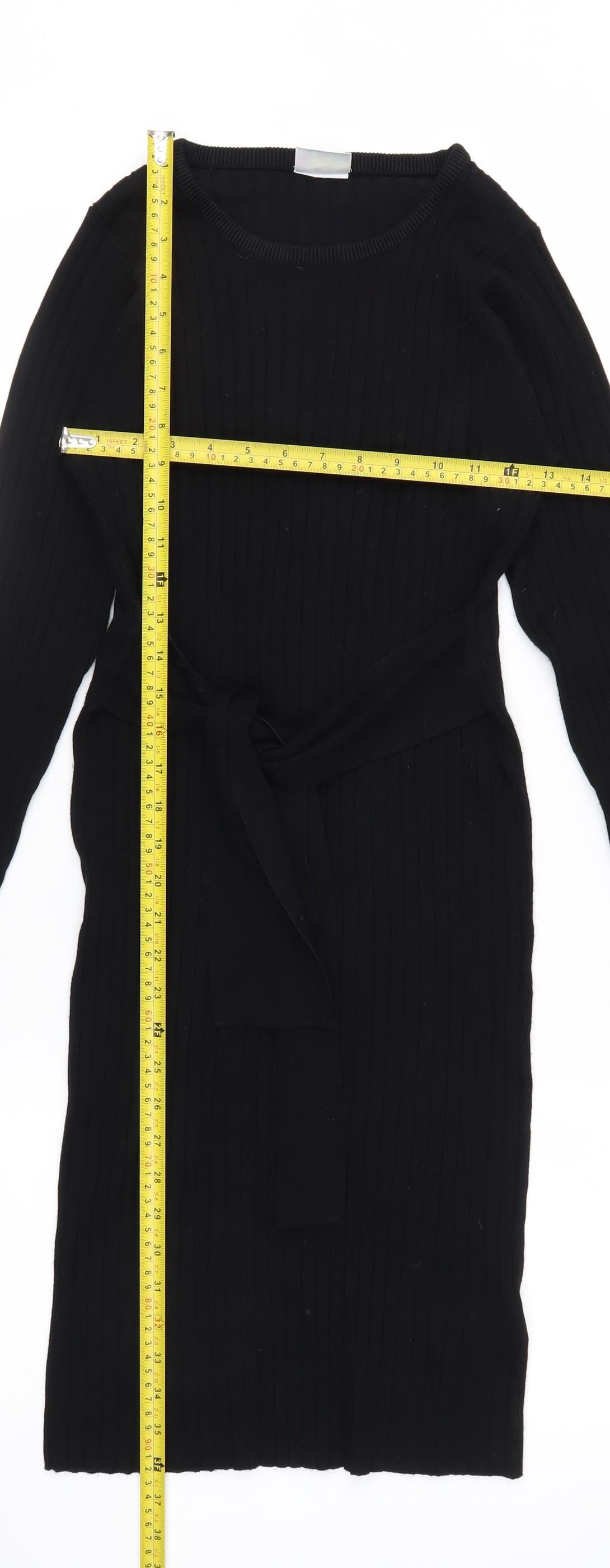 Esmara Women Black Bodycon Knit Belted Dress Size 10