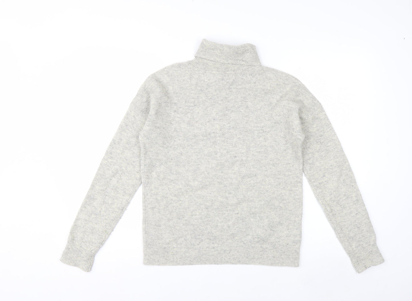 Laura Ashley Women Grey Wool Roll Neck Jumper UK 12 Beaded Embellished
