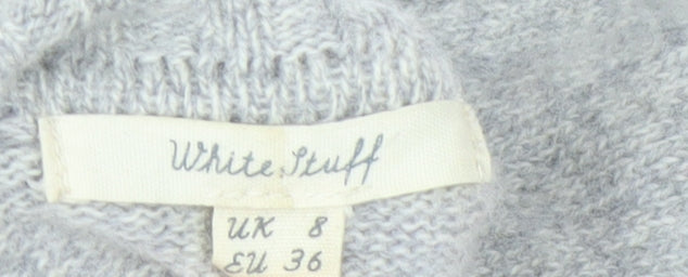 White Stuff Women Grey Pink Star Jumper UK 8 Lambswool Blend Knit