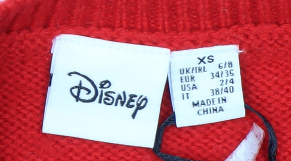 Disney Women Red Minnie Mouse Christmas Jumper XS