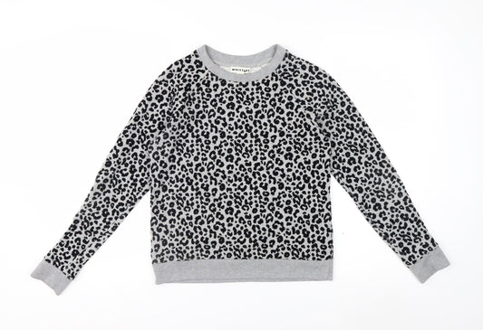 Whistles Women's Grey Leopard Print Pullover Sweatshirt XS