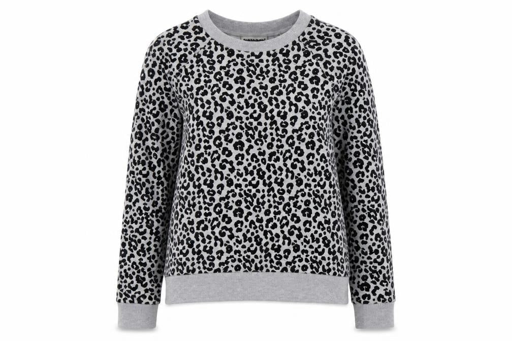 Whistles Women's Grey Leopard Print Pullover Sweatshirt XS