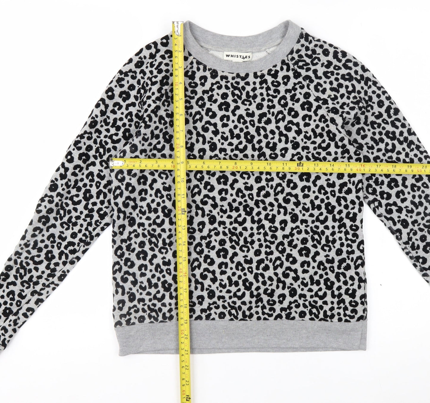Whistles Women's Grey Leopard Print Pullover Sweatshirt XS