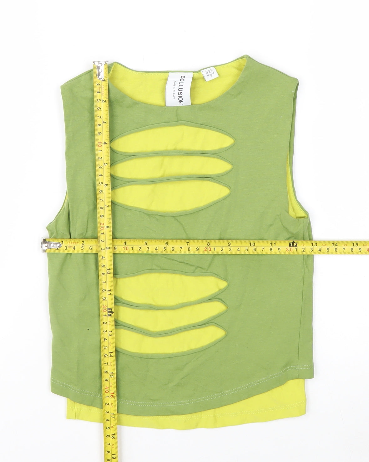 Collusion Women’s Green Cropped Cutout Tank Top Size 6