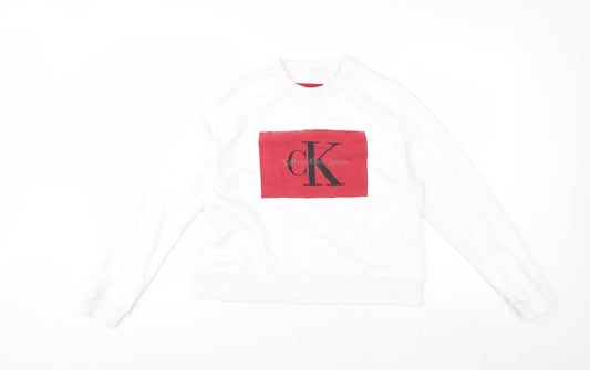 Calvin Klein Jeans Women's White Logo Sweatshirt Size L