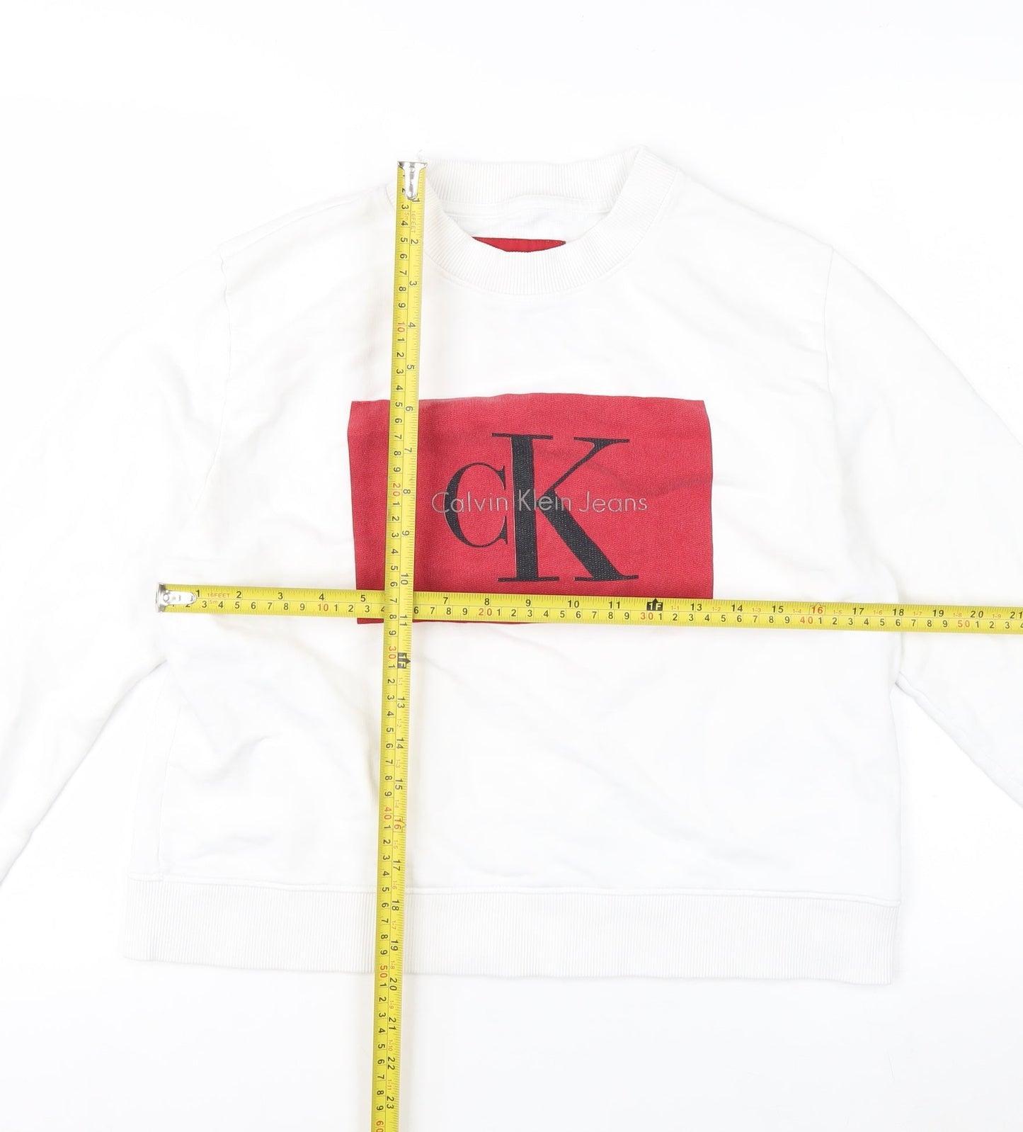 Calvin Klein Jeans Women's White Logo Sweatshirt Size L
