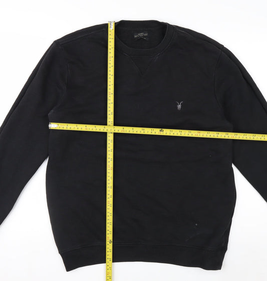 AllSaints Men's Black Cotton Crew Neck Sweatshirt Medium