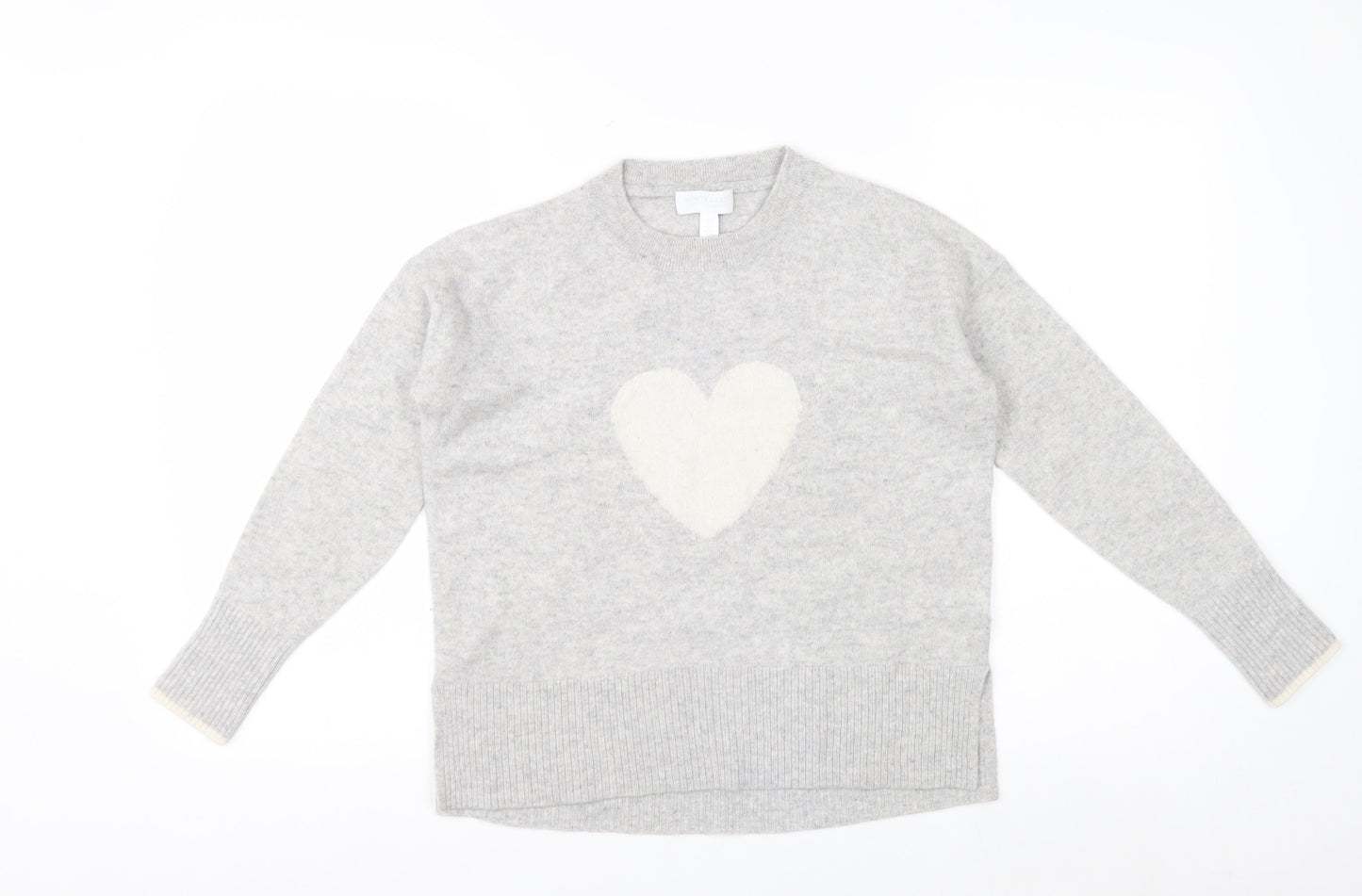 The White Company Womens Grey Small Cashmere Heart Jumper