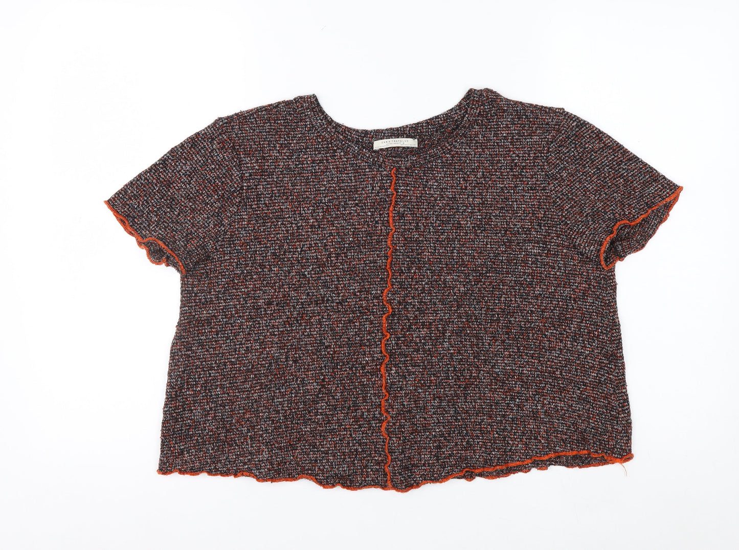 Zara Trafaluc Women's Multicoloured Cropped Knit T-Shirt Size 10