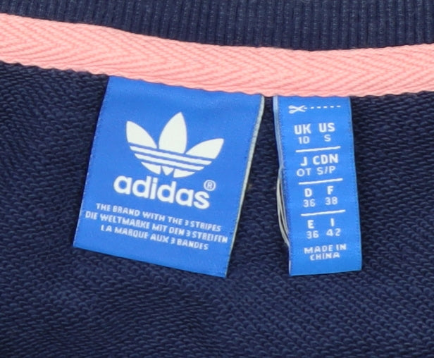 Adidas Womens Navy Pink Logo Crew Neck Sweatshirt Size 10