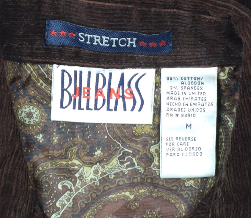 Bill Blass Womens Brown Corduroy Button-Up Shirt Jacket Size M