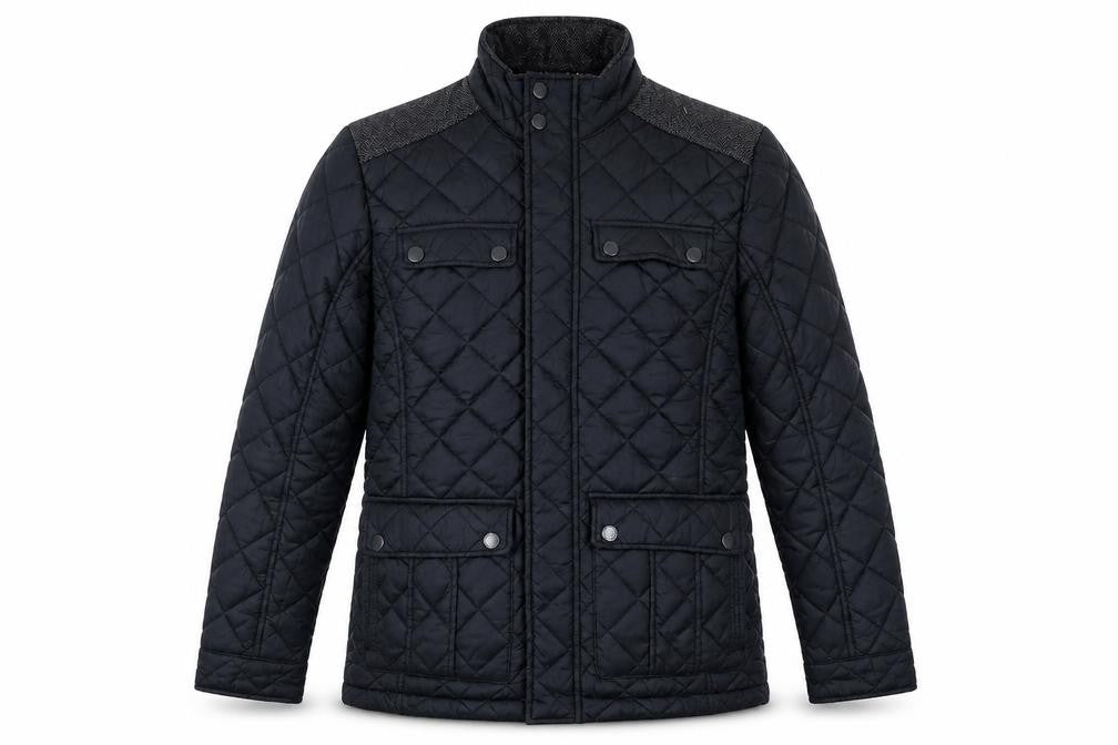 Maine New England Men's Black Quilted Nylon Jacket Size S 38in