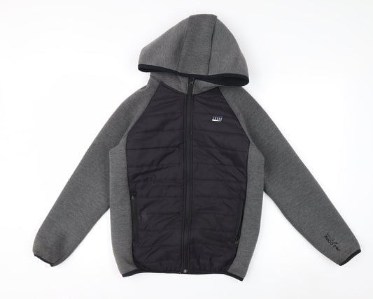 Jack & Jones Boys Grey Hooded Puffer Jacket Size 152 Full Zip