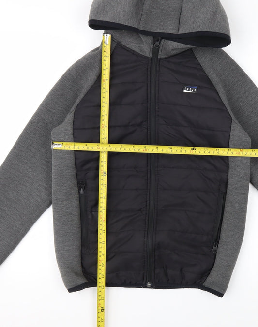 Jack & Jones Boys Grey Hooded Puffer Jacket Size 152 Full Zip
