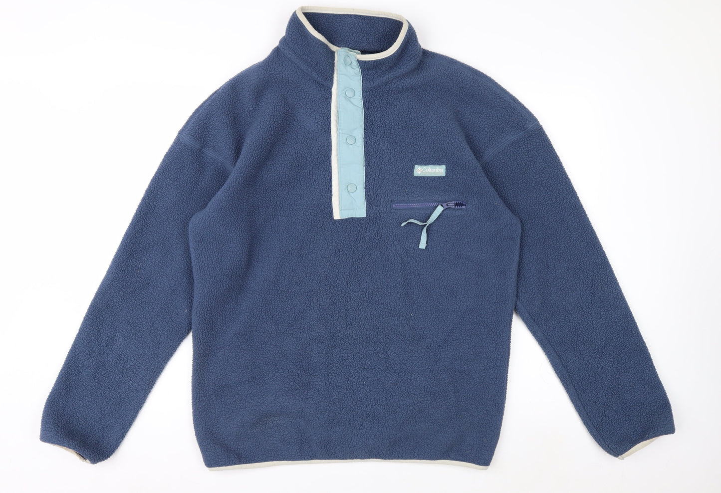 Columbia Men's Blue Fleece Henley Sweatshirt Size M Outdoor Pullover