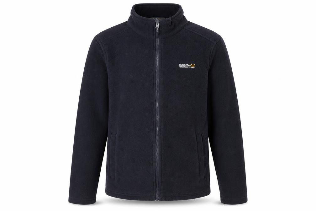 Front view of Regatta boys’ black fleece full zip outdoor jacket 16 years