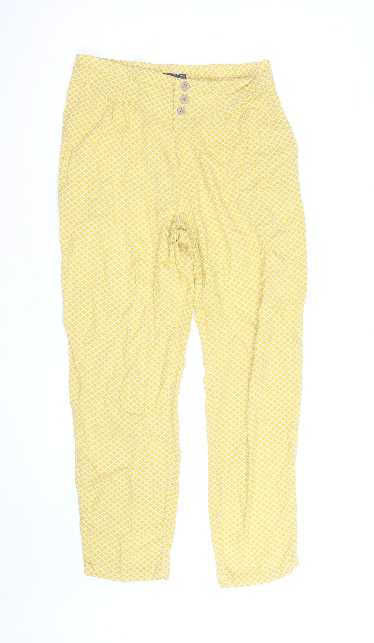 Marks and Spencer Women Yellow Geometric Lightweight Trousers Size 10