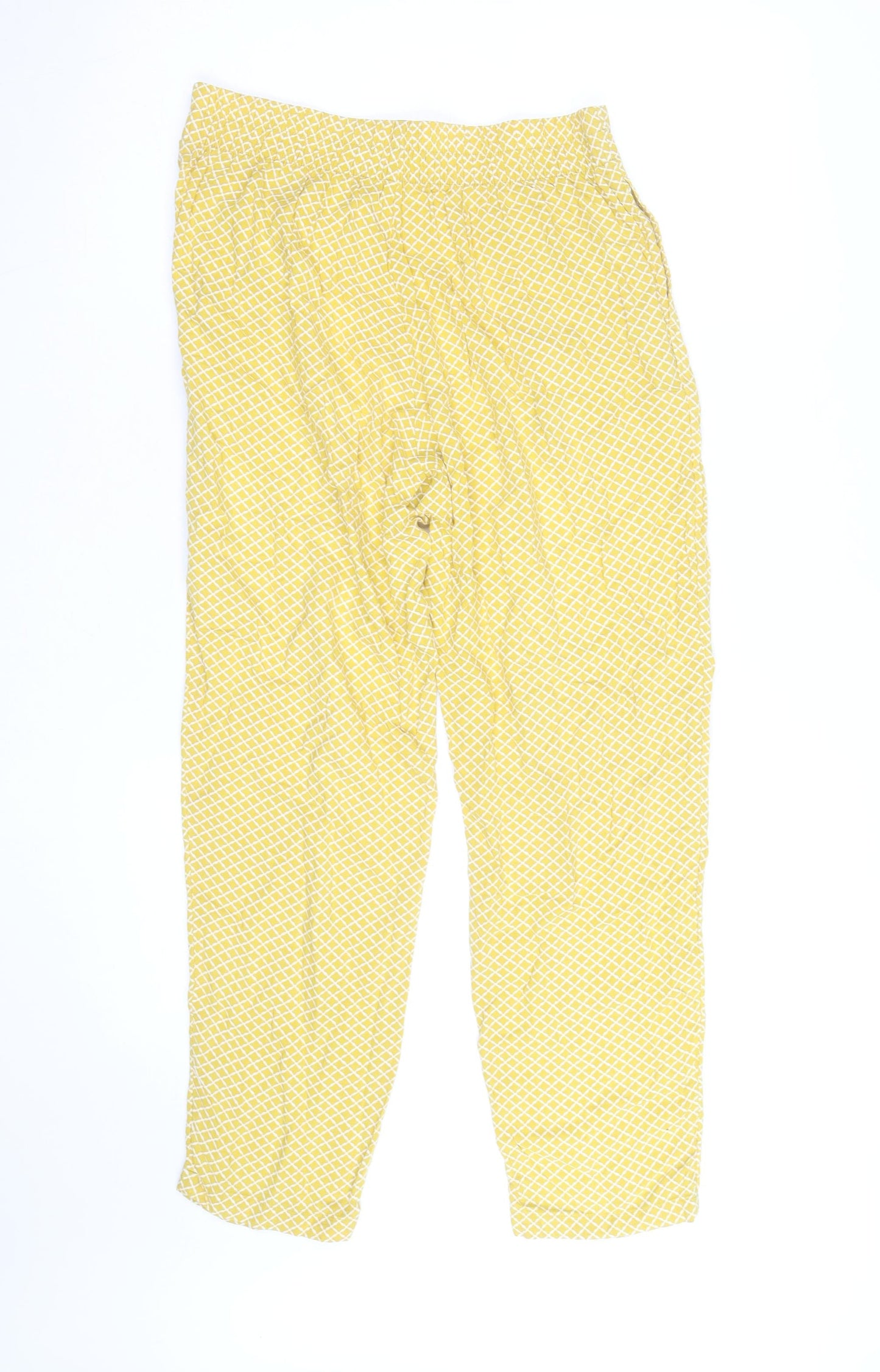 Marks and Spencer Women Yellow Geometric Lightweight Trousers Size 10
