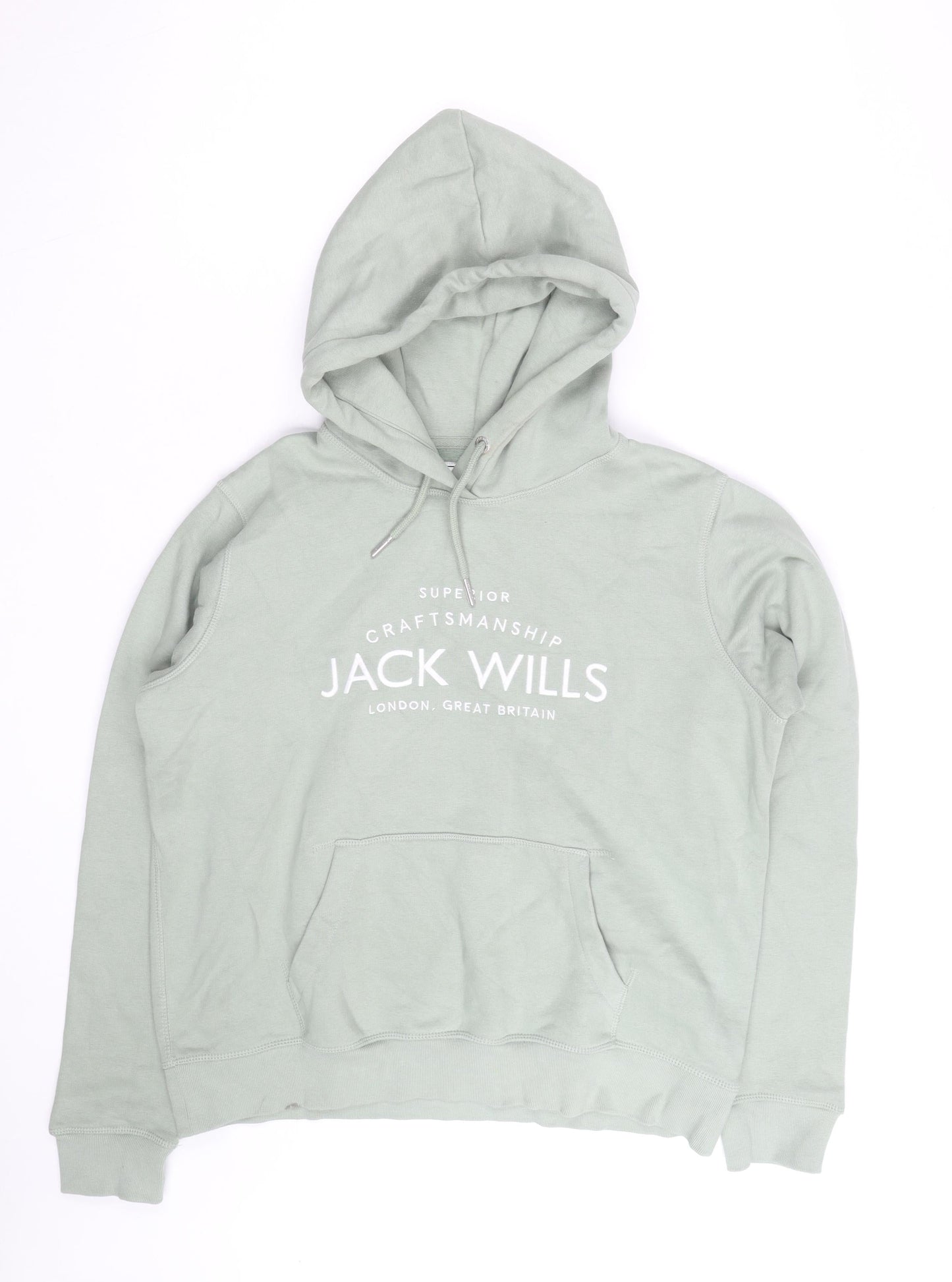 Jack Wills Womens Green Pullover Hoodie Size 14 Cotton Blend
