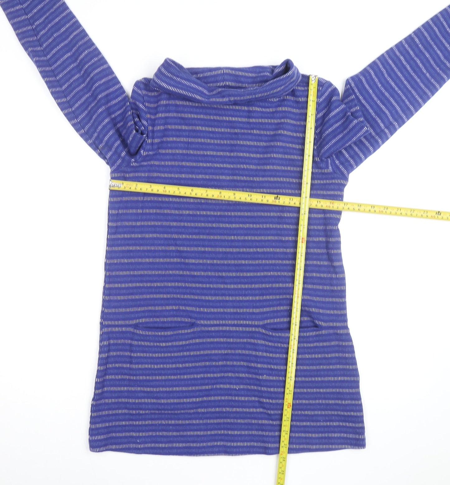 Seasalt Cornwall Womens Blue Striped Cotton Cowl Neck Tunic Jumper Size 8