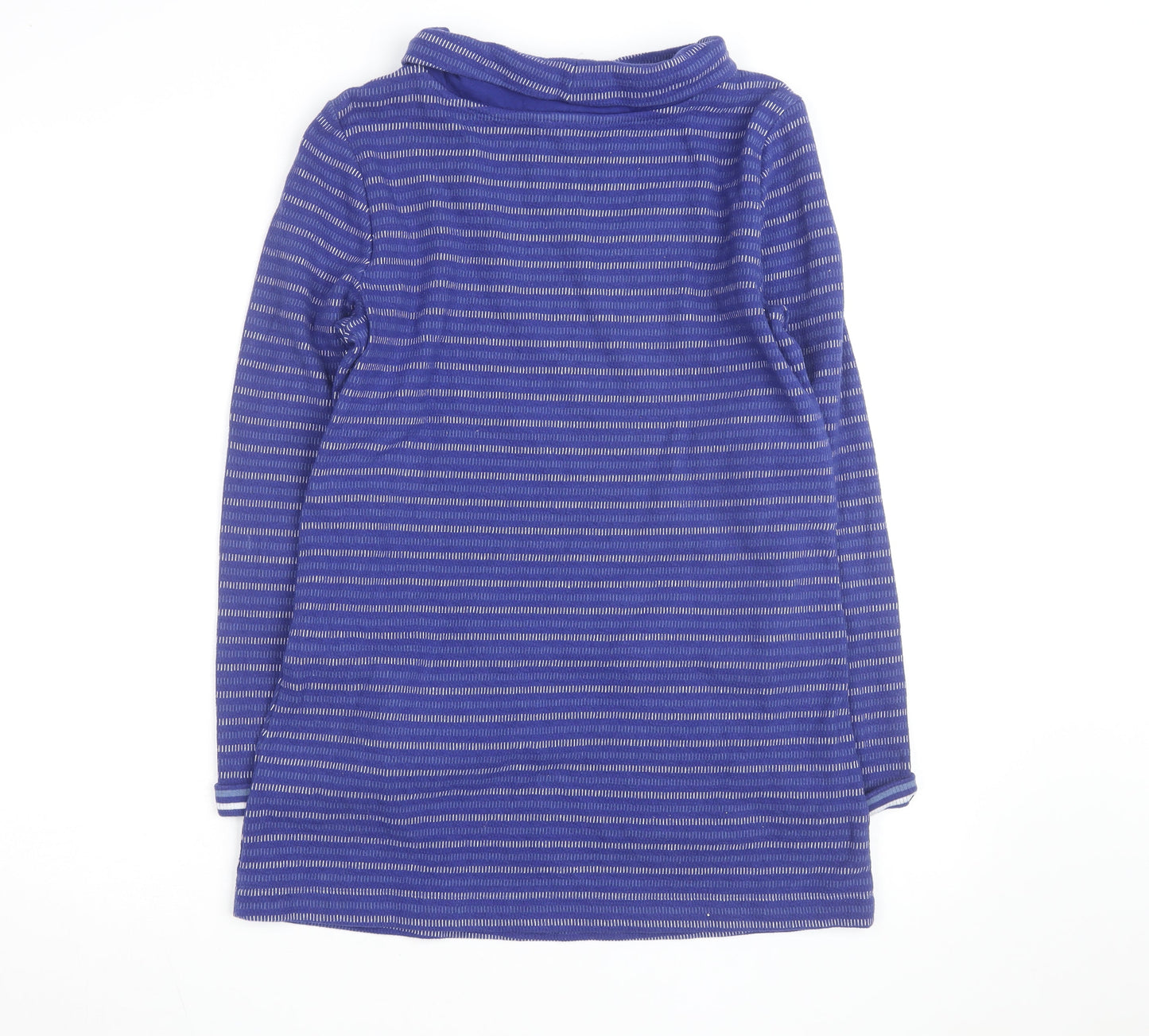 Seasalt Cornwall Womens Blue Striped Cotton Cowl Neck Tunic Jumper Size 8