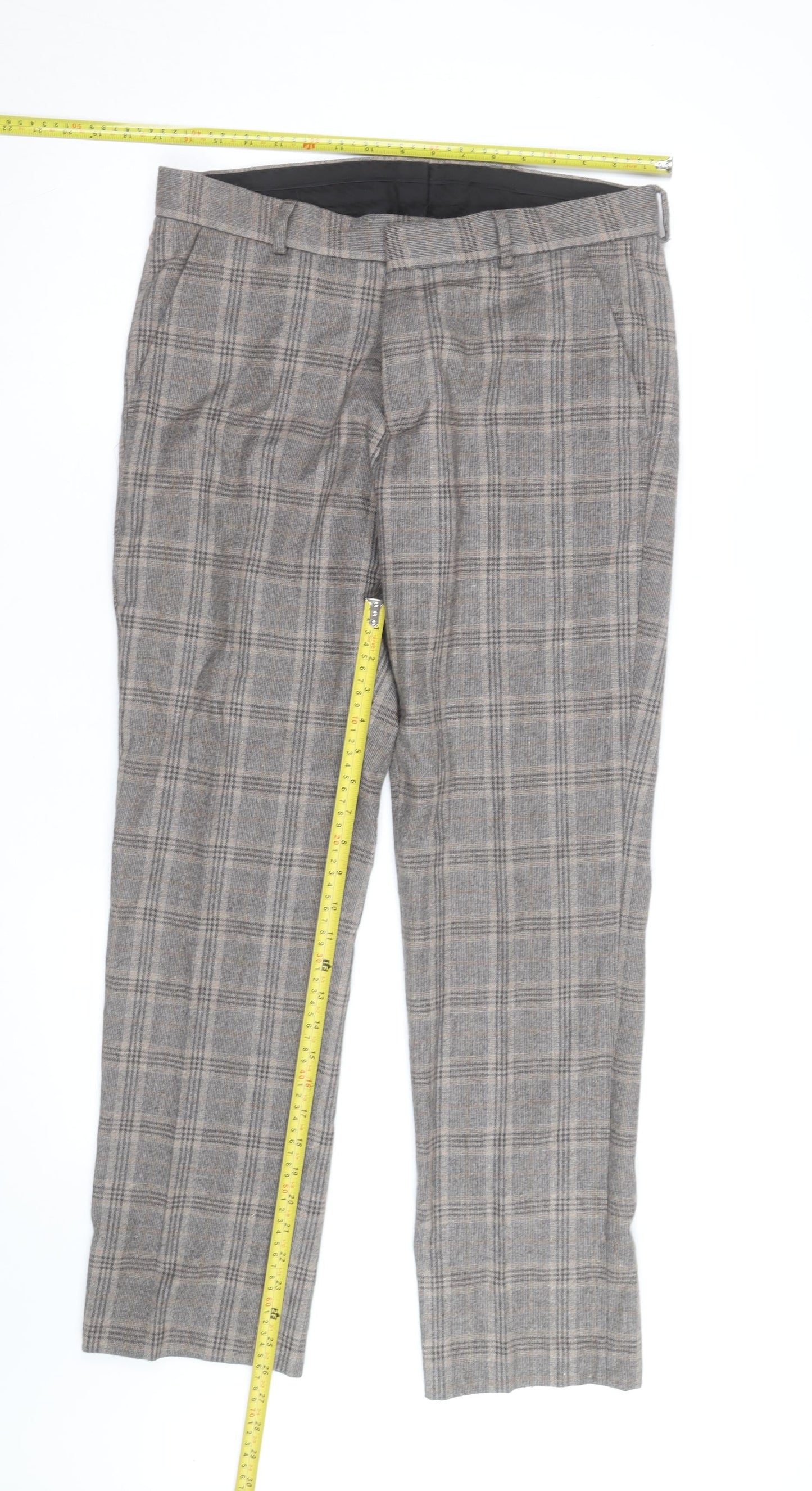 Refectory Men's Grey Check Wool Blend Dress Pants 32R