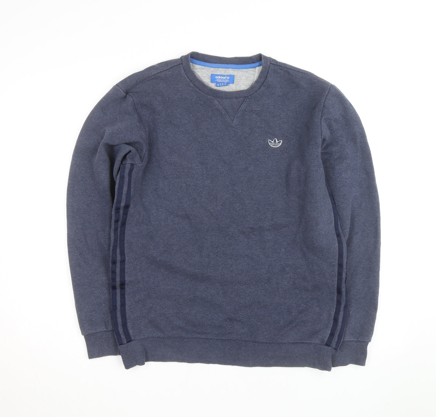 Adidas Mens Blue Crew Neck Pullover Sweatshirt M Regular Fit