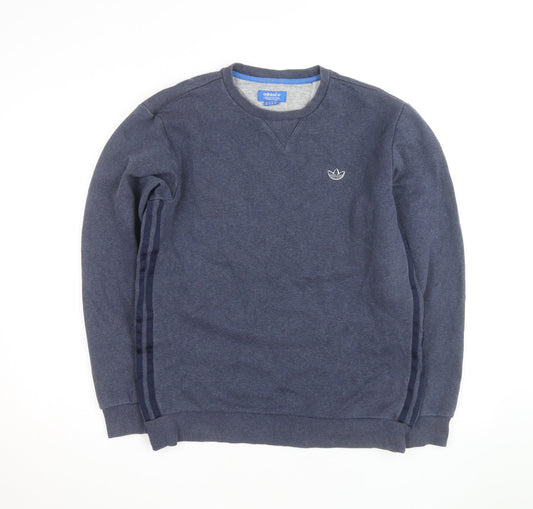 Adidas Mens Blue Crew Neck Pullover Sweatshirt M Regular Fit