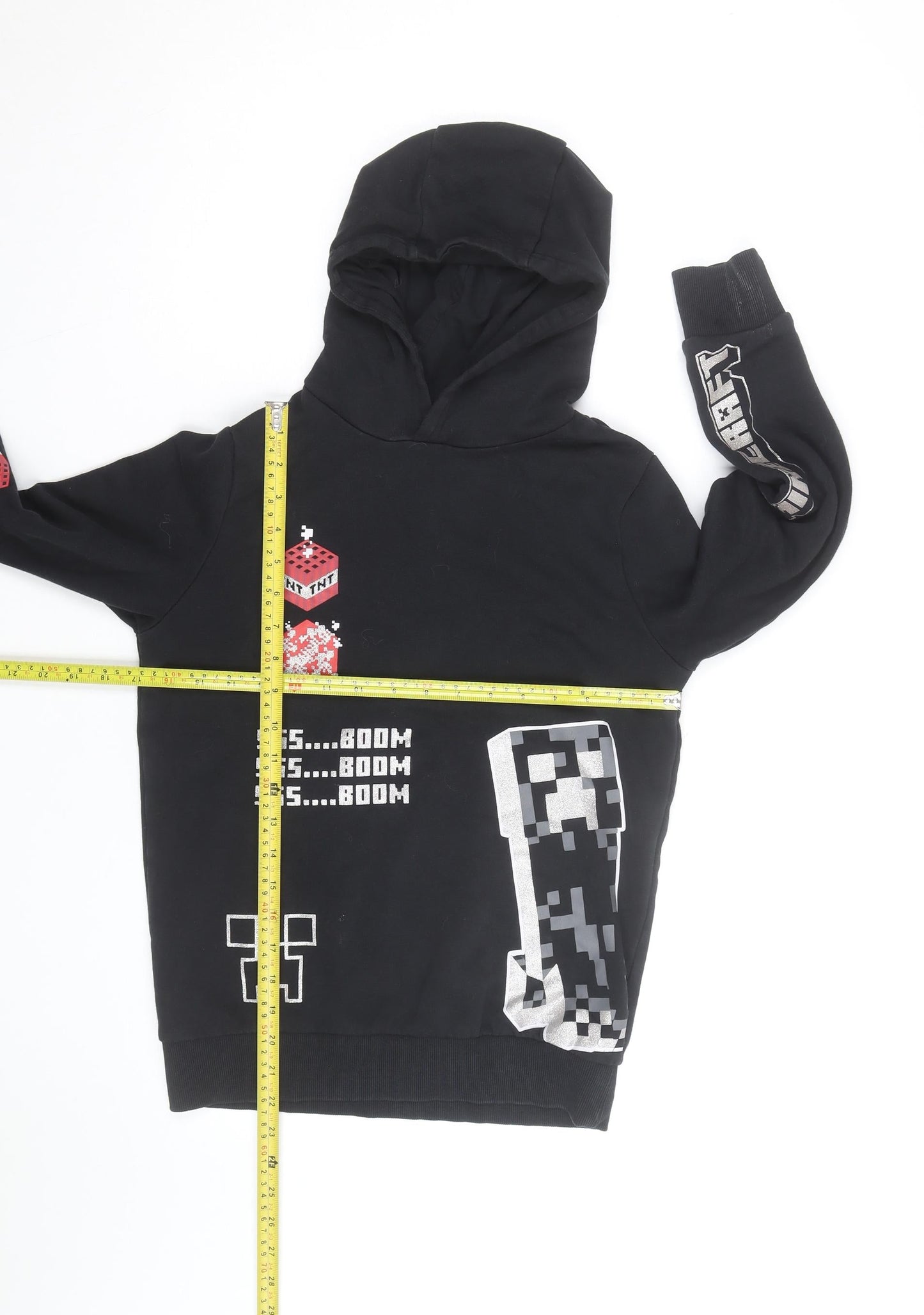 Minecraft Boys Black Pullover Hoodie 10-11 Years Creeper TNT Print