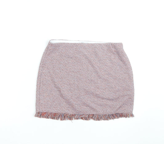 Zara Women Multicoloured Tweed Fringe Mini Skirt Size S