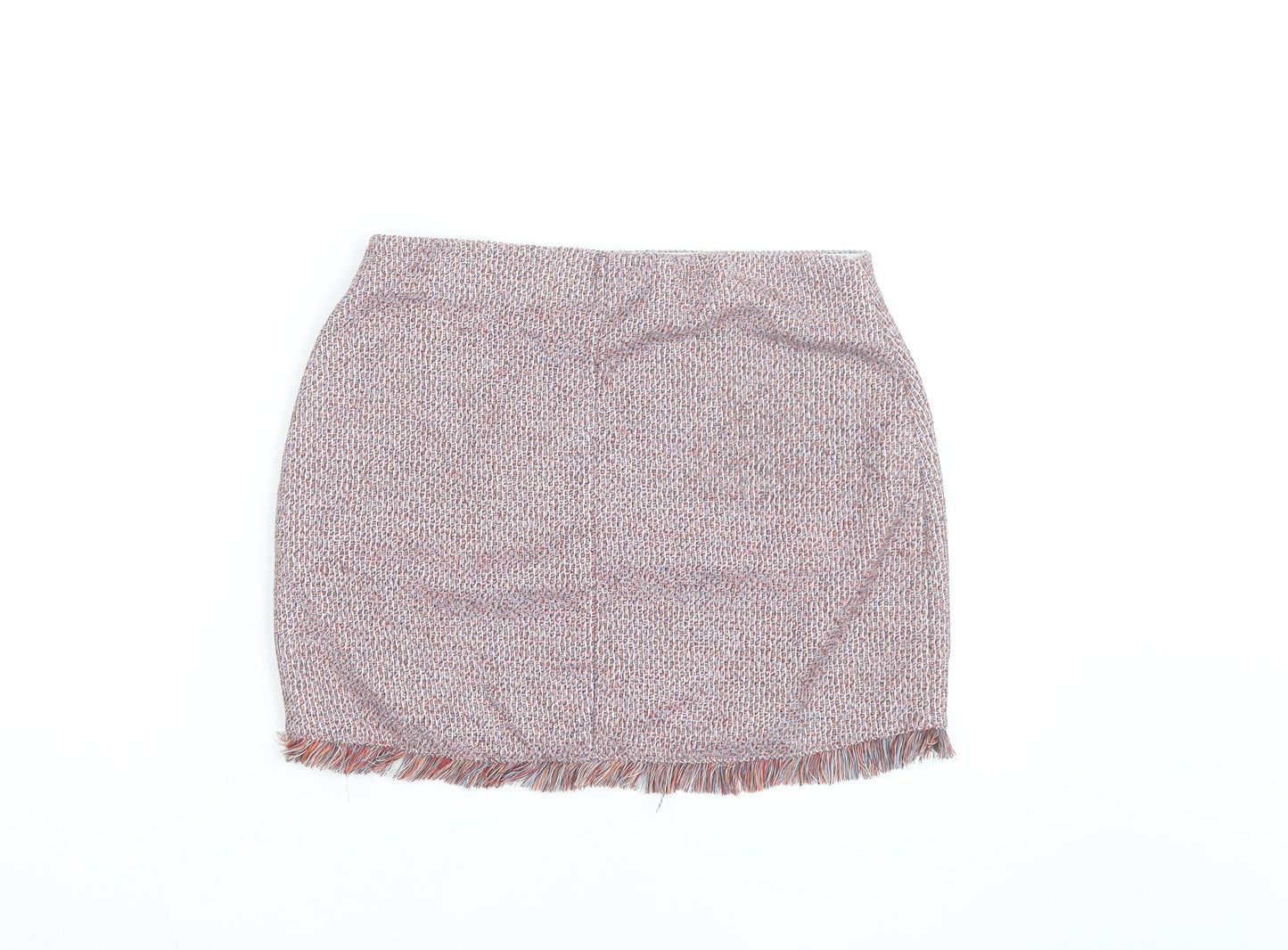 Zara Women Multicoloured Tweed Fringe Mini Skirt Size S