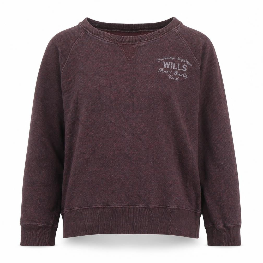 Jack Wills Womens Burgundy Crew Neck Sweatshirt UK 10 Cotton Blend