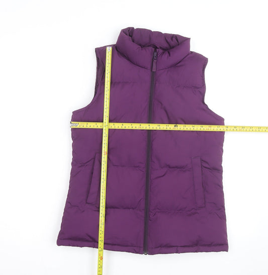 Lands' End Teens Purple Puffer Waistcoat Size 14 Polyester Zip