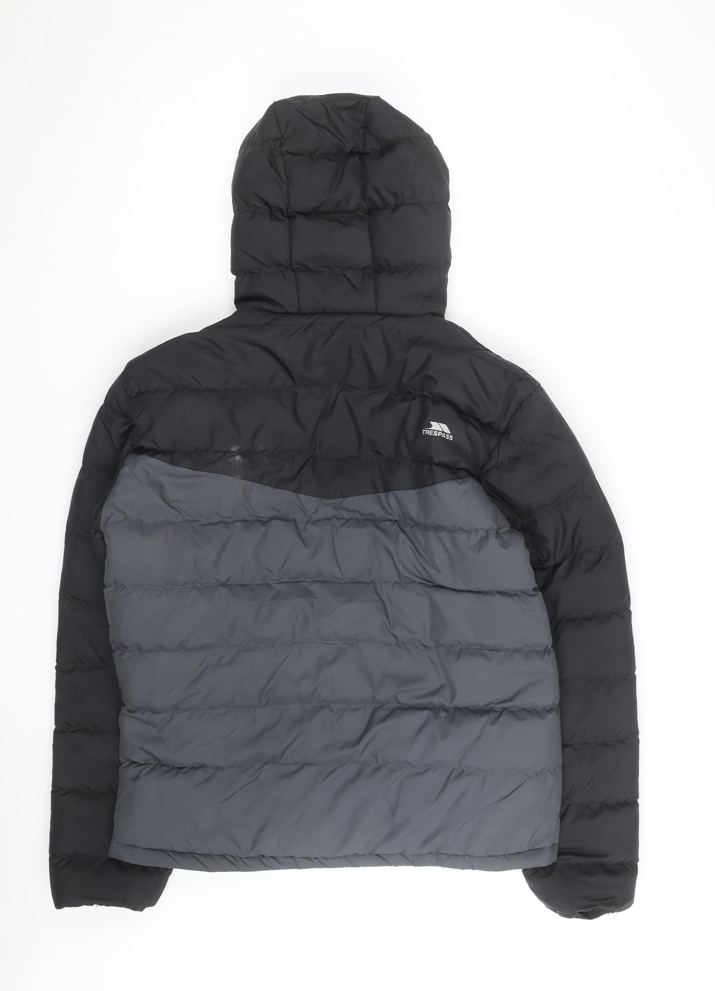 Trespass Men's Grey Hooded Puffer Jacket Size M Water Resistant