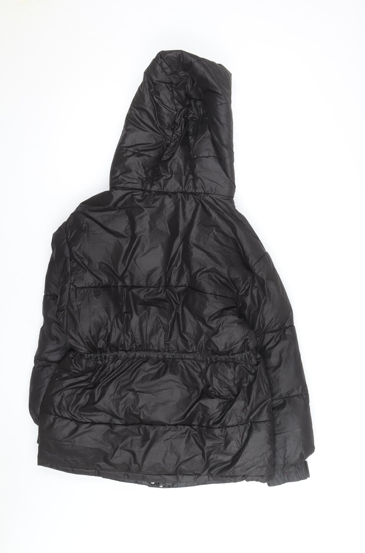 Bershka Women's Black XS Puffer Jacket Hooded Mid-Length