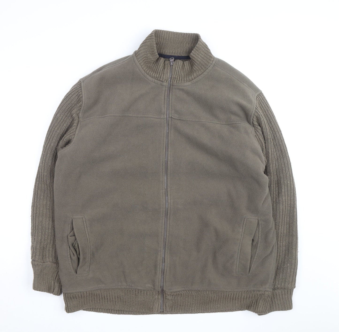 James Pringle Men's Brown XL Fleece Knit Zip Jacket