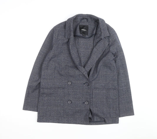 Monki Grey Check Blazer XS Classic Mid-Length Jacket