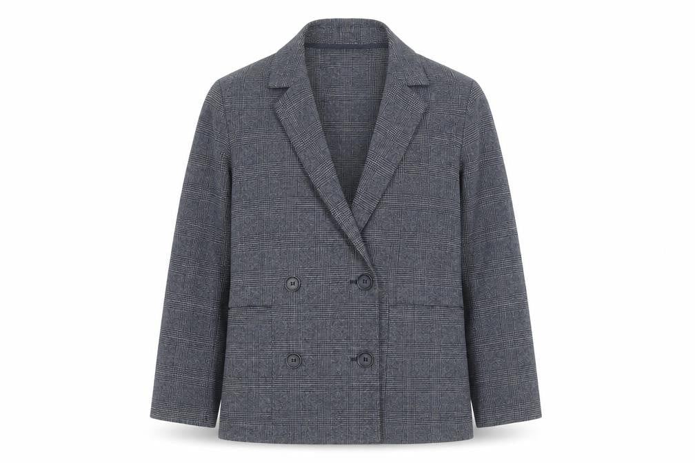 Monki Grey Check Blazer XS Classic Mid-Length Jacket