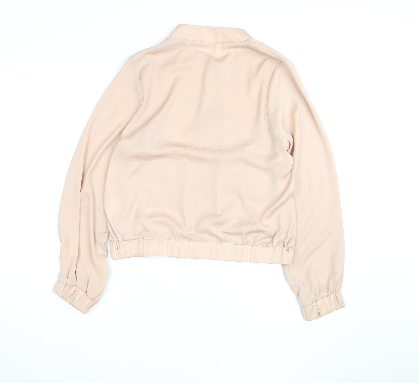 H&M Women’s Beige Long Sleeve Zip Shirt Size 8 Lightweight Casual