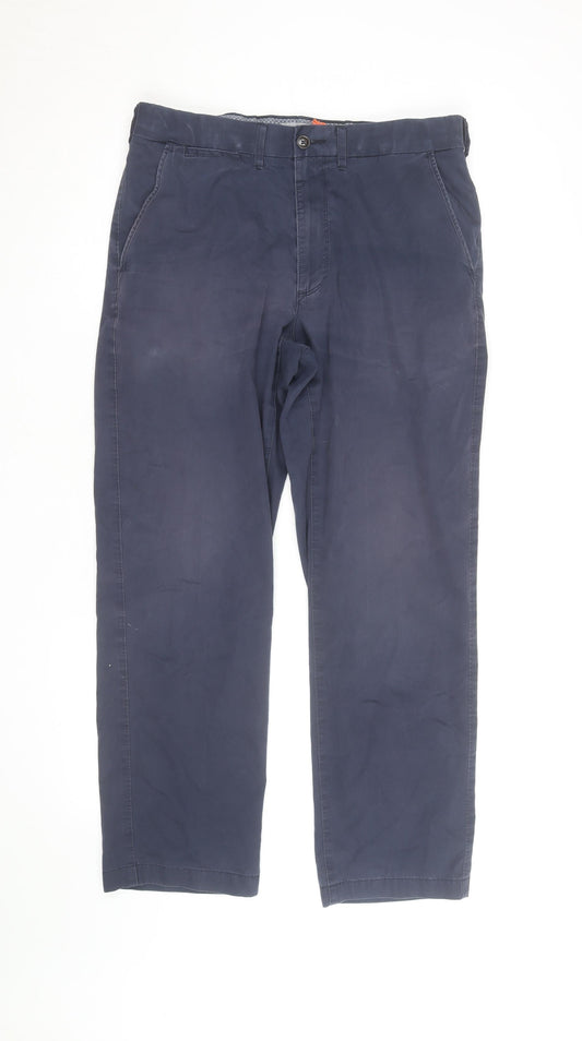 Marks and Spencer Men's Blue Regular Fit Chino Trousers 32W 29L