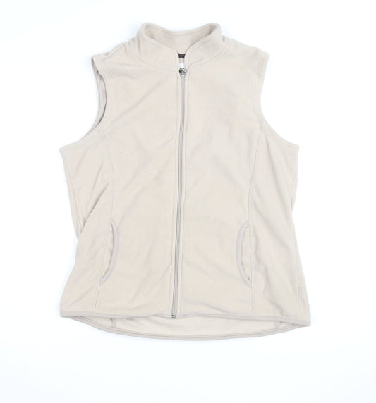 Store Twenty One Beige Fleece Sleeveless Full Zip Womens Jacket Size 14