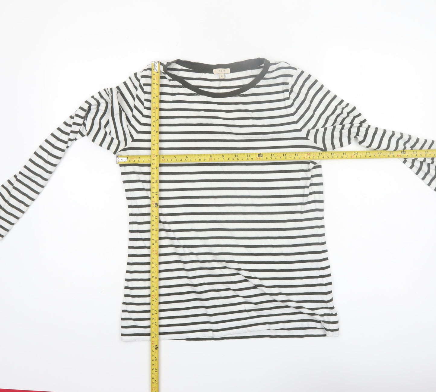 Jigsaw Womens Black White Striped Long Sleeve Cotton T-Shirt M